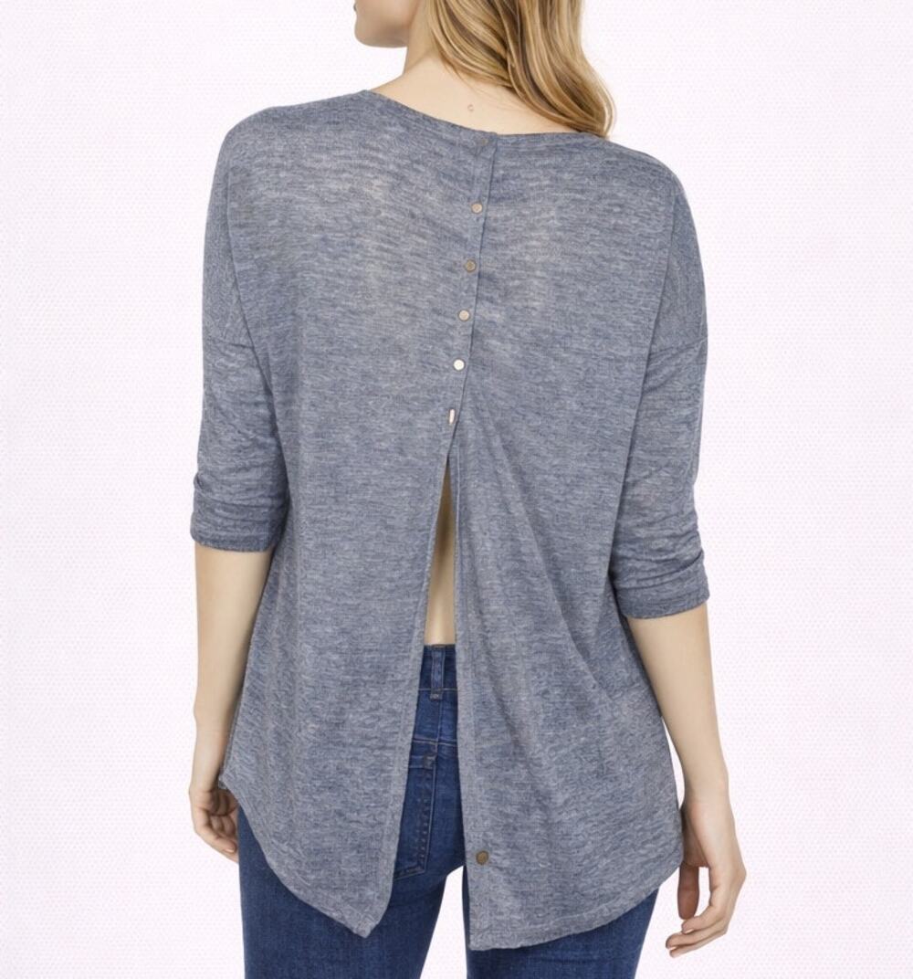 Apricot grey blue Button Split Back 1/2 sleeves XS Small NWT